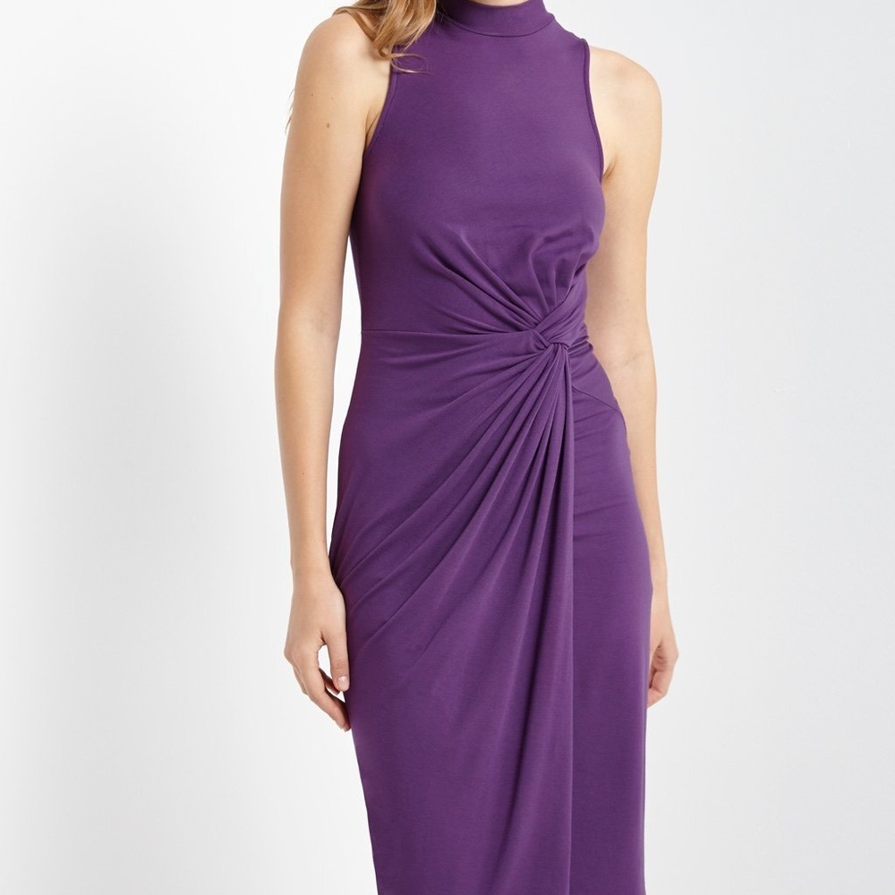 Purple Ruched Front Bodycon Dress